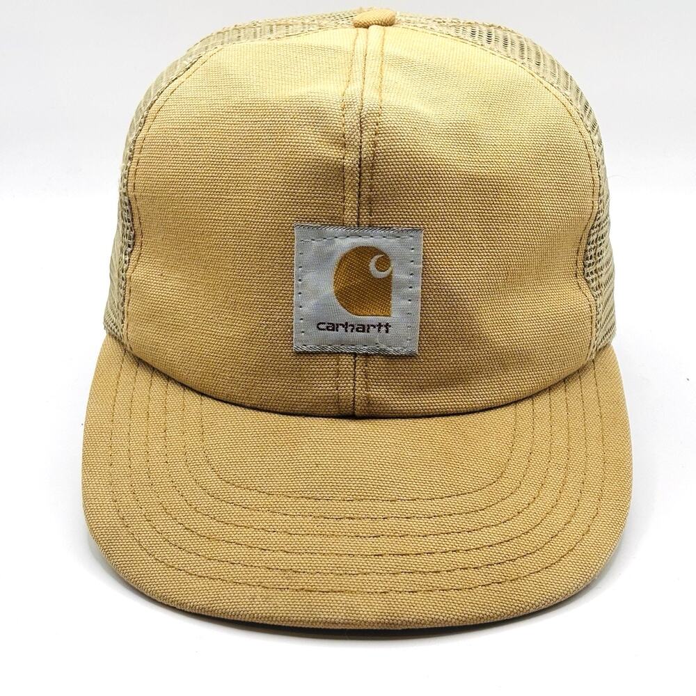 Vintage Carhartt SnapBack Trucker Hat Cap Classic Brown Tan USA 80s